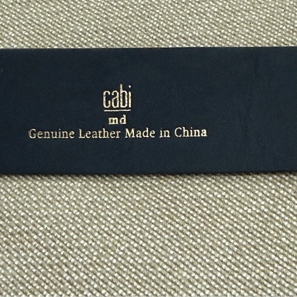 Cabi Double Ring (Gold) Leather Belt in a slate gray Sz Md - Picture 3 of 3